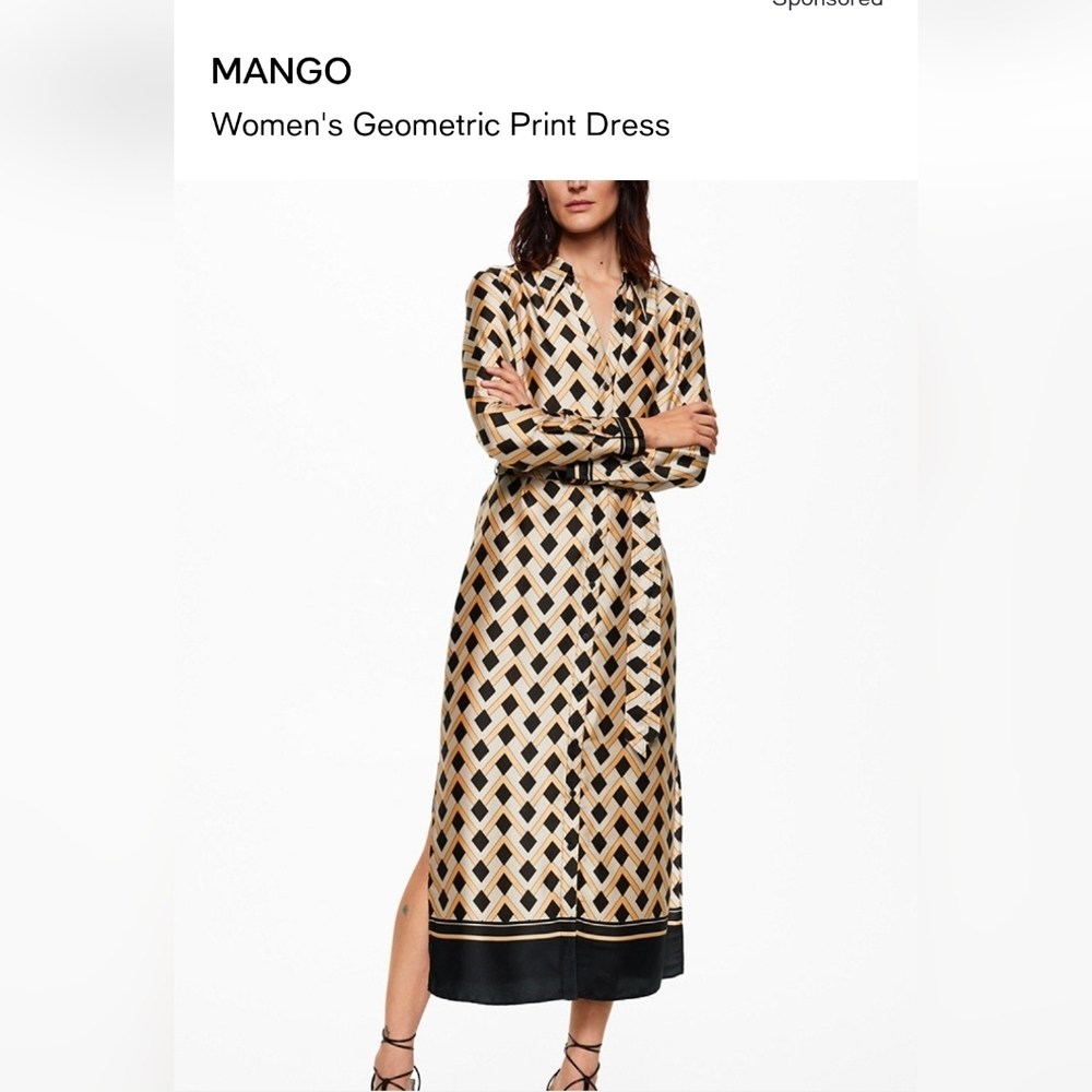 Geometric Patterned Long Sleeve Dress